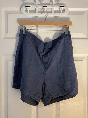 Banana Republic Women's Pull-On High-Rise Linen Blend Shorts, Blue, Size L